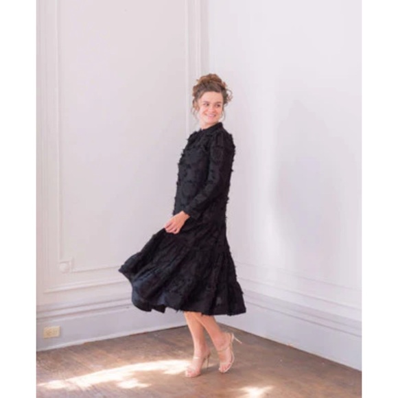 Dainty Jewells Size S Florence Frost Dress Black Mock Neck Puff Sleeves Coquette - Picture 2 of 16